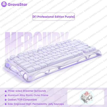 Mercury K1 Grava Star Breaking 75 RGB Mechanical Keyboard Gaming Bluetooth 2.4G Wired RGB Hotswap Gamer Non-contact Keyboard