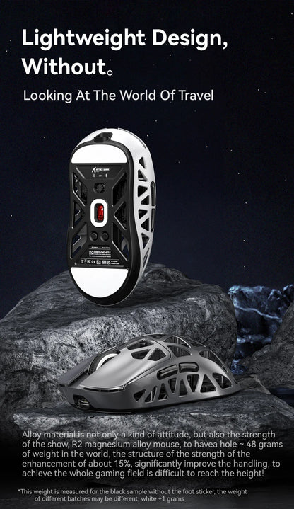 Mouse da gaming wireless Attack Shark R2 PAW3950 8K in lega di magnesio, leggero, Bluetooth tri-mode per gaming/ufficio