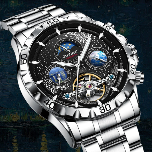 GLENAW Design Herrenuhr Top-Marke Luxusmode Business Automatikuhr für Herren Wasserdichte mechanische Uhr Montre Homme