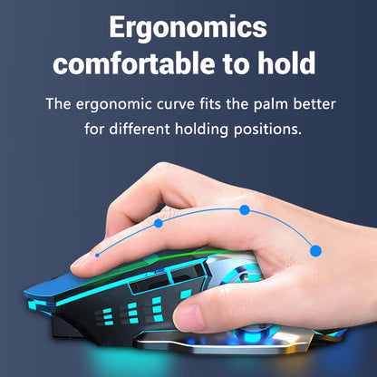 2.4G Bluetooth Wireless Rechargeable Mouse Gaming Mouse For Laptop RGB Backlight E-Sports Mechanical Mouse For PC Computer Gamer