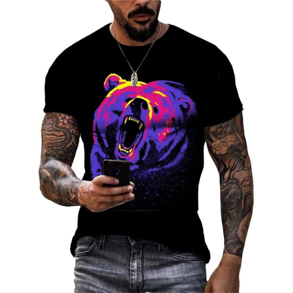 Summer Wolf Animal 3D Print T-Shirts Men Women Hip-hop Short Sleeve T Shirt Casual Oversized Harajuku Y2K Tops Tees Men Clothing
