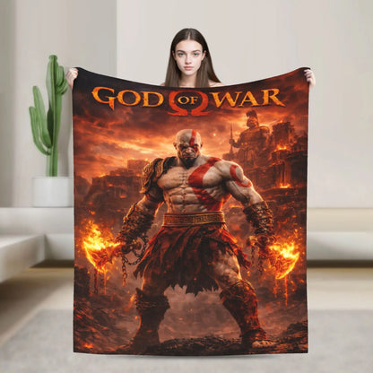 God of War Games Kratos Cartoon  Blanket  Warm Soft Pattern Plush Throw Blanket For Couch Chair Sofa Bed Bedspread Bed Cover