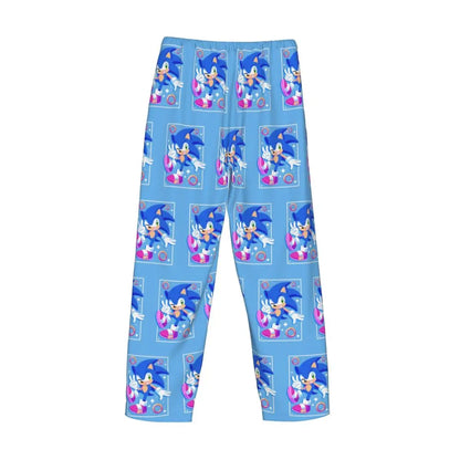 Custom Print Men's Soniced Pajama Pants Hedgehog Game Sleepwear Sleep Lounge Bottoms with Pockets
