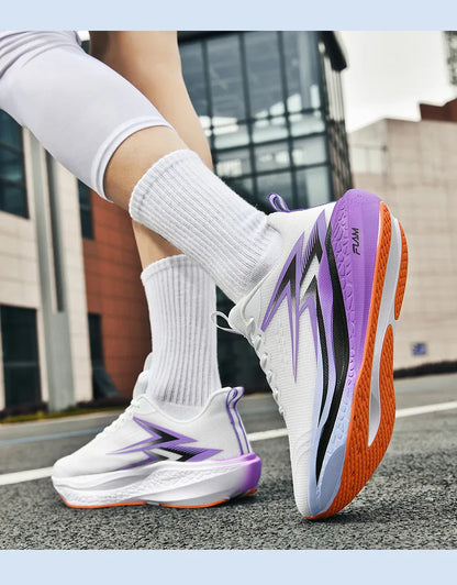 Chaussures de course pour hommes, spécialité marathon ; chaussures de sport légères pour hommes avec semelle en carbone ; baskets de sport confortables et antidérapantes pour femmes