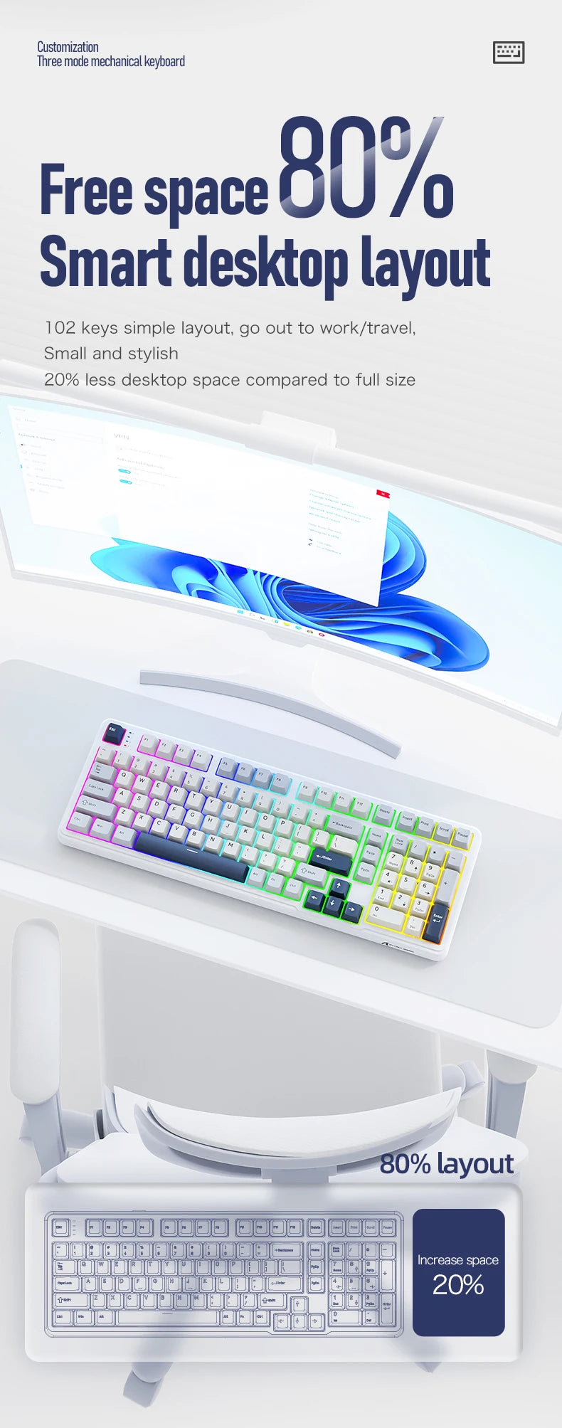 X98 Attack Shark Gaming Keyboard Wireless with Numeric Keypad,102Keys Hot-Swap RGB PBT Keycaps,4000mAh Battery,Support PC/Laptop