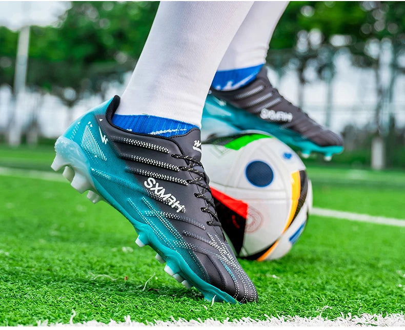 Chaussures de football Double Star Adult Youth AG : crampons antidérapants et résistants pour gazon artificiel et naturel, pour l'entraînement et les matchs, hommes et femmes