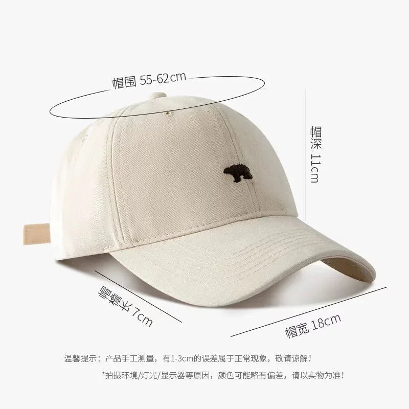 Polar Bear Embroidery Sun Hat Cotton Baseball Cap Lightweight UV Protection for Spring Summer Fall