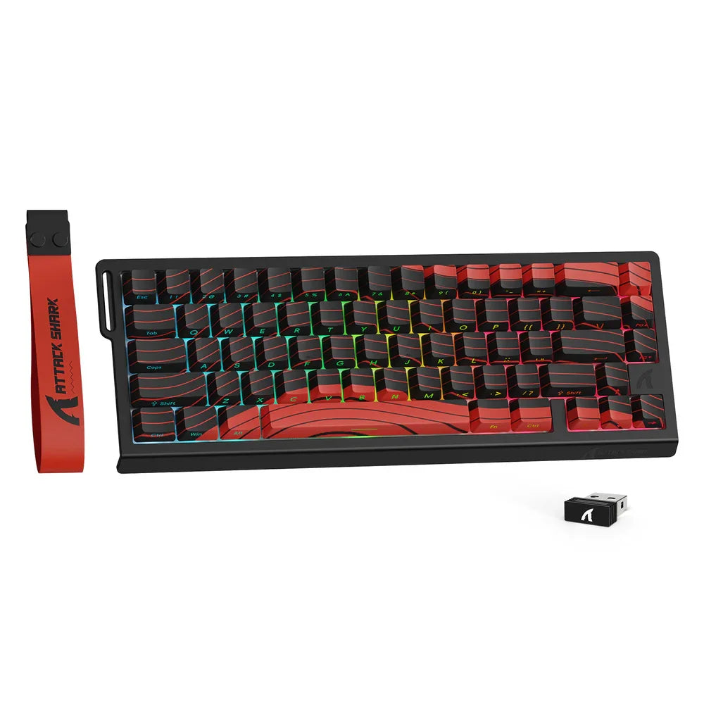 ATTACK SHARK X68PRO HE Tastiera gaming wireless Rapid Trigger con attuazione regolabile, hot-swap, retroilluminazione RGB, BT/2.4GHz/cablata