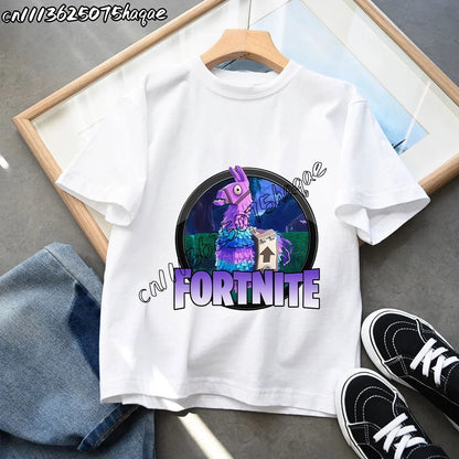 Summer New Fortnites Children T-shirts Cartoon Figure Graphic T-shirt Casual Sports Short Sleeves Sports Tops Kids Boys Clothing