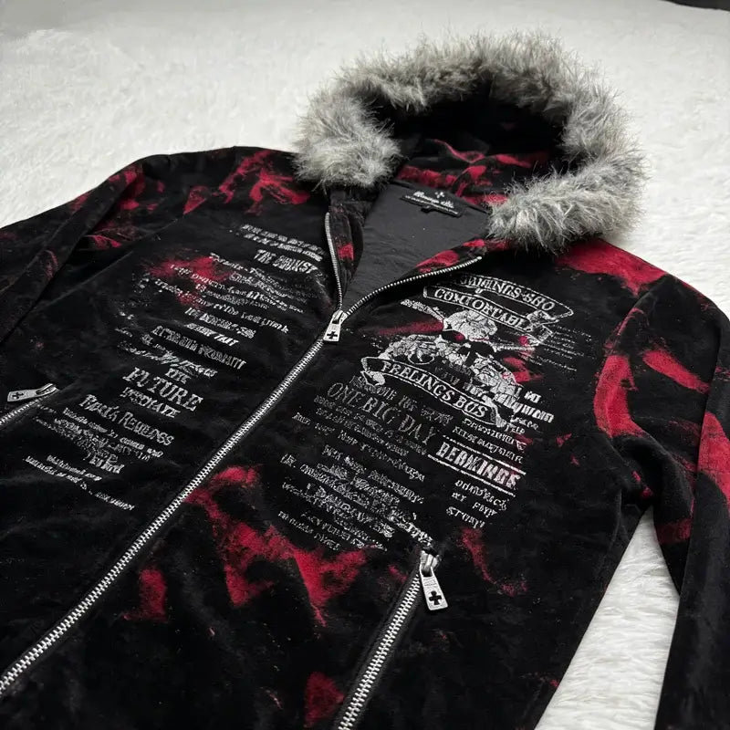 2026 New American Fashion Trend Goth Printed Zipper Hoodie Women Street Hip Hop Punk Rock Sweatshirt Unisex Casual Loose Hoodie, Produit gaming premium Fraquane