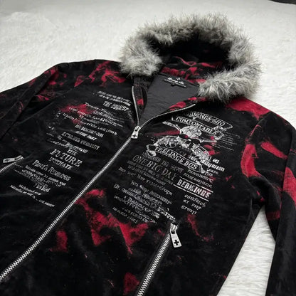 2026 New American Fashion Trend Goth Printed Zipper Hoodie Women Street Hip Hop Punk Rock Sweatshirt Unisex Casual Loose Hoodie, Produit gaming premium Fraquane