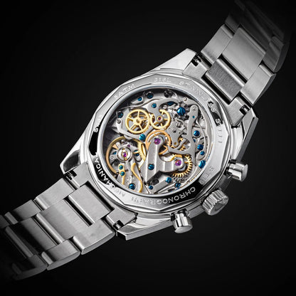 Sugess Mens Watch 38mm Chronograph Mechanical Wristwatches Tianjin Gooseneck Movement Sapphire Crystal Roulette Dial S465 new