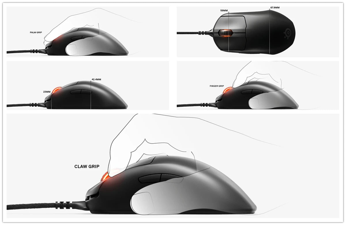 SteelSeries Prime Wired Esports Gaming Mouse 18000 DPI TrueMove Pro Optical Sensor, Magnetic Optical Switches, Ultra-Lightweight RGB Gaming Mouse