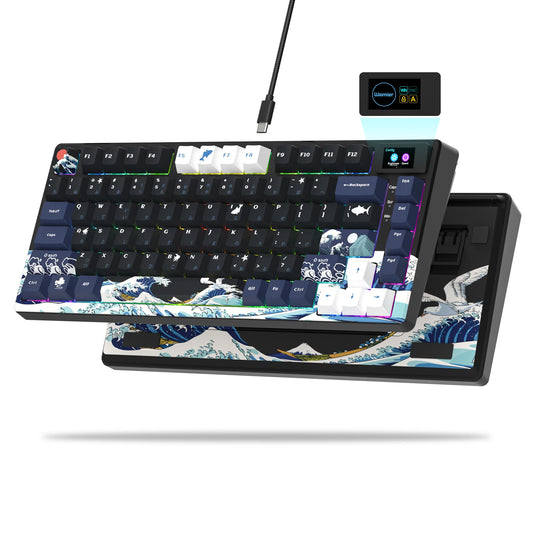 Womier S-K80 Gamer-Tastatur mit farbigem OLED-Display, mechanische Gaming-Tastatur, Hot-Swappable, Gasket-Mount, RGB Custom Keyboard