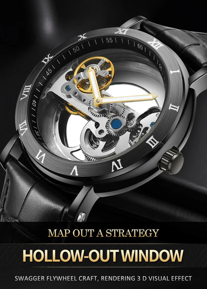 Watch Men Automatic Watch Luxury Watch Man Mechanical Wristwatch Skeleton Design Waterproof Leather Strap Male Watch Reloj Hombr