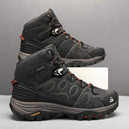 HIKEUP High-Top Men Hiking Boots Winter Outdoor Shoes Lace-Up Non-Slip Sports Casual Trekking Boots Men Suede Warm Shoes