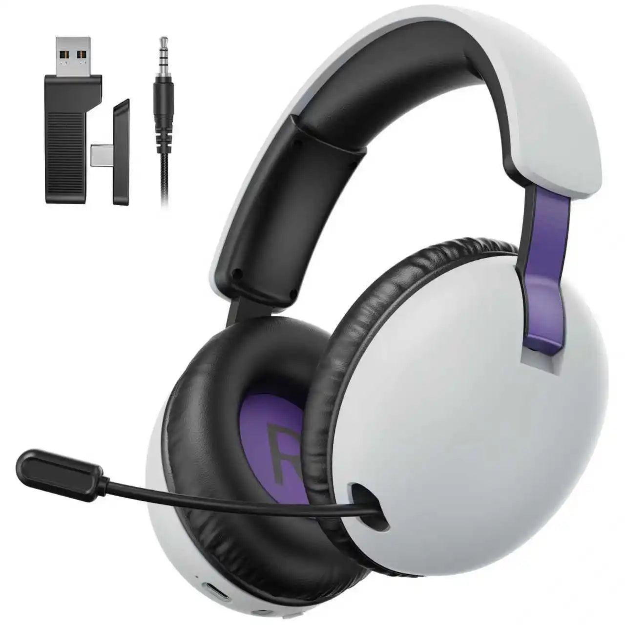 Auscultadores Gaming Sem Fios Acinaci BL500 2.4G Bluetooth 5.3 e com Fio – Microfone com Cancelamento de Ruído, Bateria de 30H, Drivers de 50mm para PC, PS5, PS4