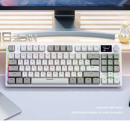 Teclado mecánico ATTACK SHARK K86 con perilla metálica, pantalla inteligente TFT a color, diseño de 87 teclas, iluminación RGB y conexión trimodo