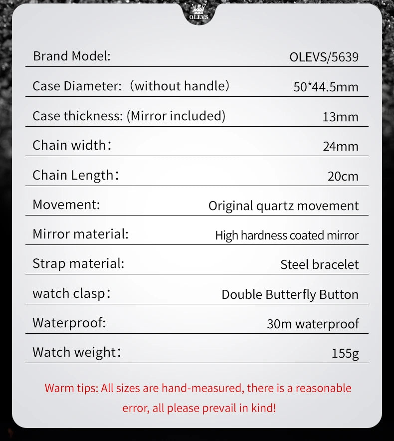 OLEVS New Design Tonneau Watch Men Luminous Waterproof Date Stainless Steel Chronograph Quartz Watches for Men Relogio Masculino