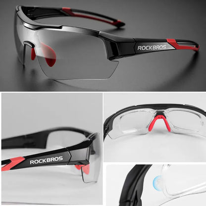 ROCKBROS Fotochromatické cyklistické brýle, sluneční brýle pro cyklistiku a outdoorové sporty, brýle s měnící se barvou skel, brýle pro MTB a silniční kola, cyklistické brýle