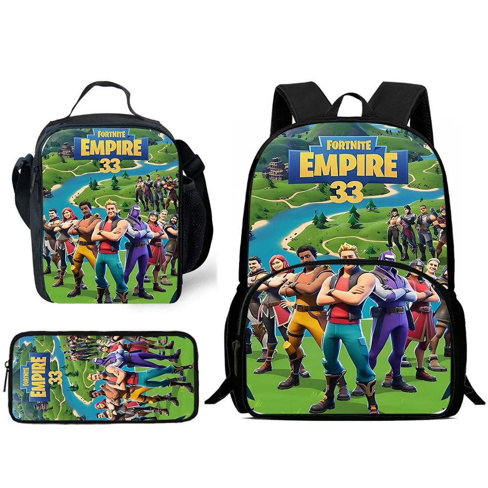 Classic Game FortniteS Child Backpacks Lunch Bag Pencil Case Pupil Large Capacity School Bags For Boy Girl Best Gift
