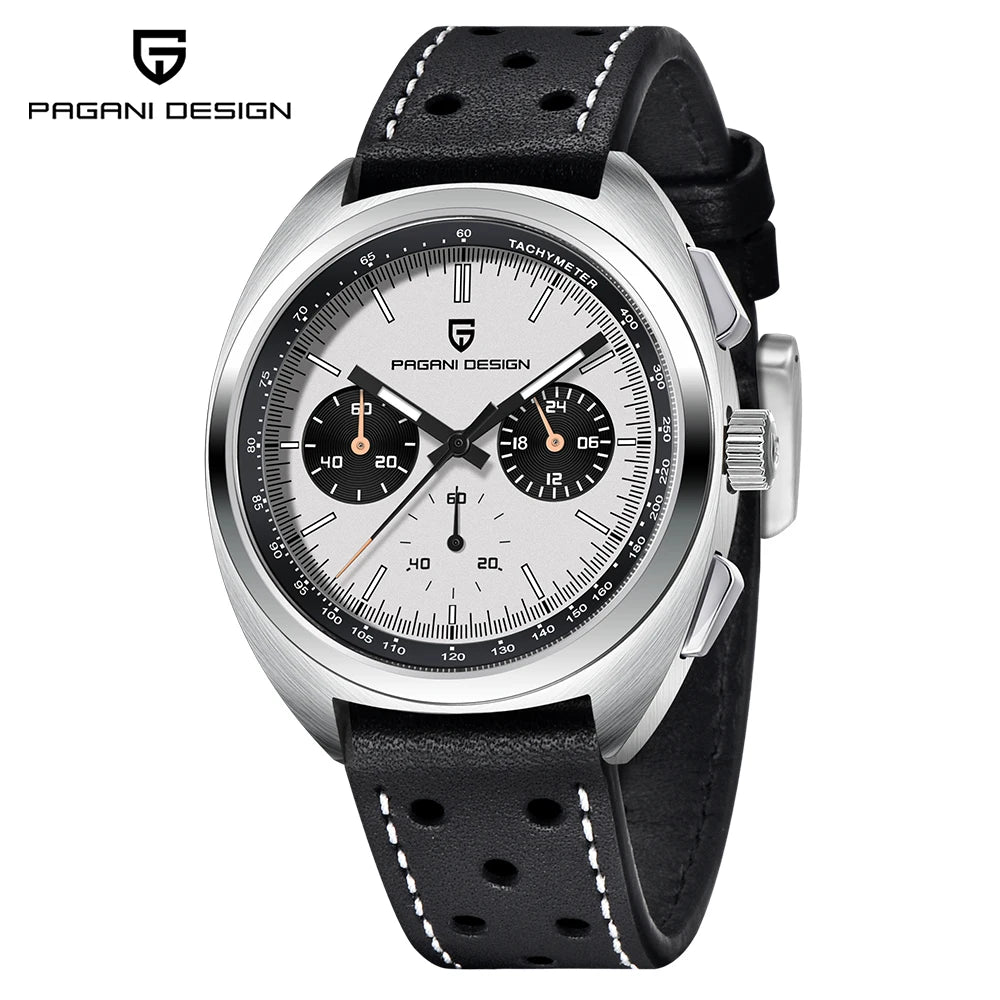 PAGANI DESIGN 2026 Retro Luxury Men's Quartz Watches Sports Chronograph VK63 Watch For Men AR Sapphire Waterproof Leather Clock