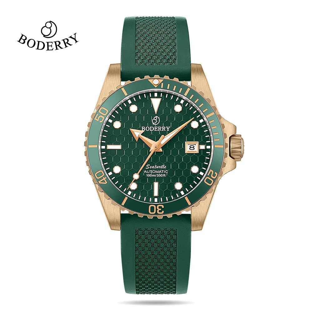 Boderry Bronze Watch Seaturtle Titanium Diver Luxury Wristwatch Automatic Mechanical Wristwatch Sport 200M Waterproof Luminous