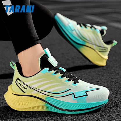 Chaussures de course à amorti pour homme avec plaque en carbone ; baskets légères de marathon pour femme, pour le jogging, l'entraînement, le fitness et l'exercice physique