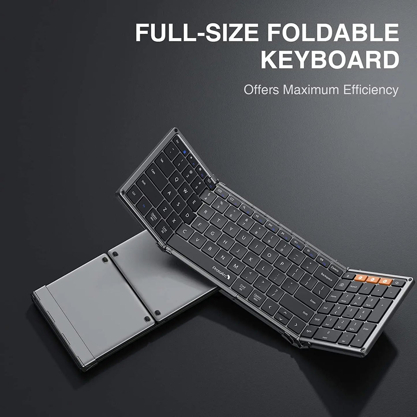 ProtoArc XK01 Bluetooth Wireless Keyboard with Numeric Keypad Foldable Keyboards for iPhone Computer iPad