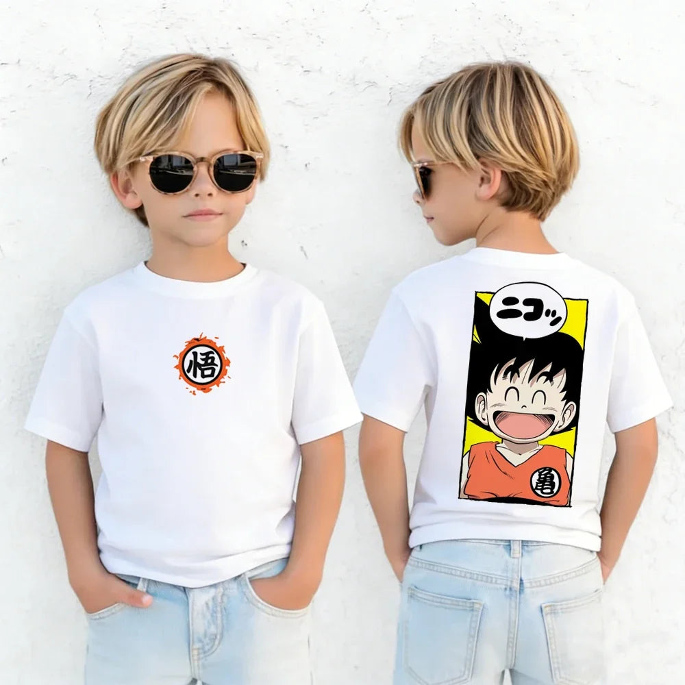 Anime Dragon Ball Cosplay T-Shirt Cotton Short Sleeve Tops Casual Loose Retro T-Shirt Men Women Family Matching Summer Outfits
