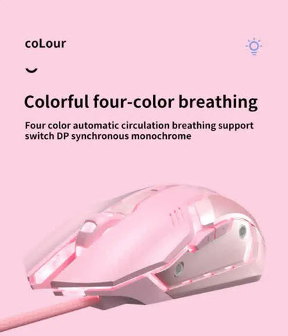 Carpbaba G3 Wired Game Mouse Mute Pink Mechanical E-sports Girl Lovely Art Portable Office Household for MacBook Laptop PC Gamer