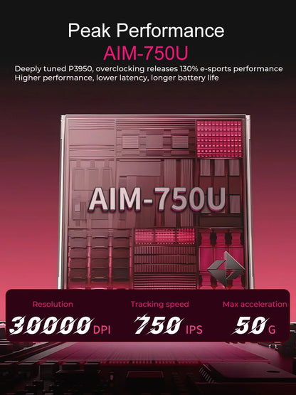 DAREU Kabellose Gaming-Maus 8khz Abtastrate AIM-750 (3950) 30000 DPI Tri-Mode-Gamer-Maus 60g mit Ladestation
