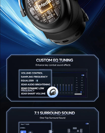 New Wireless Gaming Headphone,Bluetooth 6.0,53mm Titanium Drivers,7.1 Virtual Surround Sound,15ms Zero-Latency,for PC/PS5/Mobile