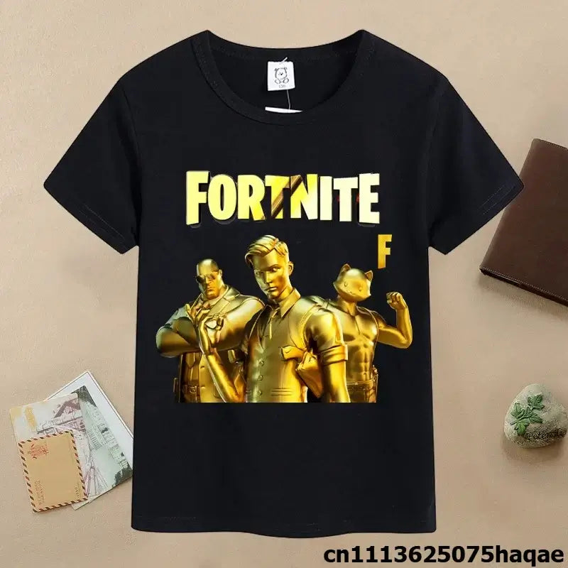Summer Fortnites Children T-shirt Cartoon Game Figure Printed T-shirt Boys Casual Sports T-shirt Short Sleeves Kids Clothing