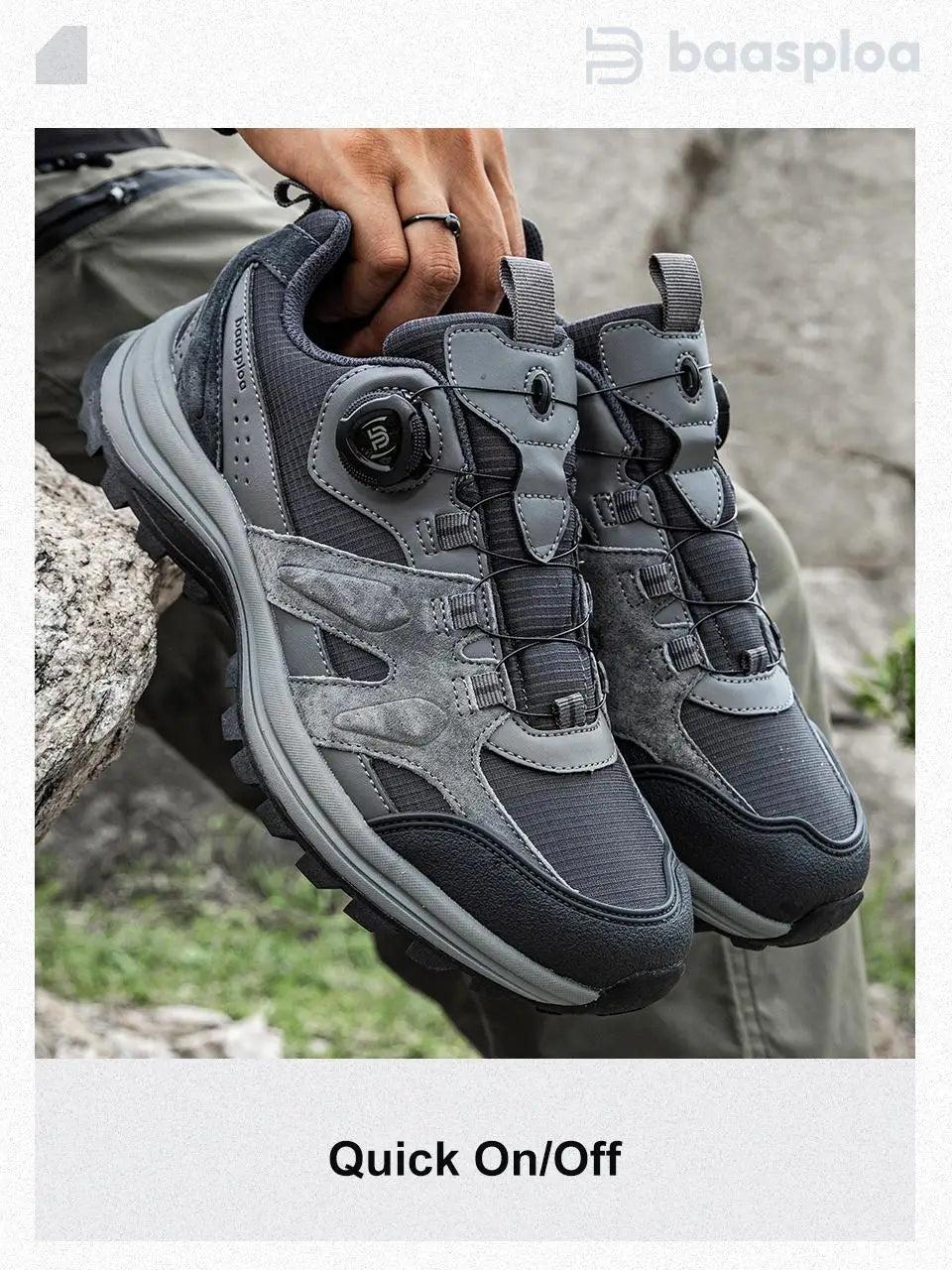 Baasploa Men's Hiking Shoes Non-Slip Wear-Resistant Outdoor Climbing Walking Shoes Comfort Inner Cotton Outdoor Sneakers