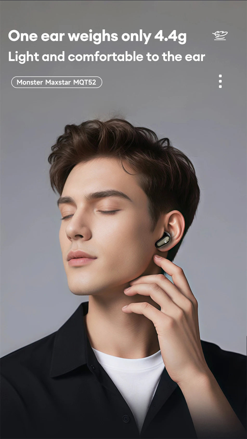 Auriculares Monster MQT52 sem fios Bluetooth 5.4 com bateria de longa duração, auscultadores gaming de modo duplo, som estéreo Hi-Fi e microfone