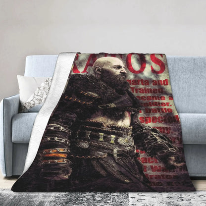 Super Soft Blanket Travel Office God of War Game Gamers Kratos Throw Blanket  Flannel Bedspread For Outdoor Sofa Bed Cover