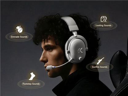 Auriculares gaming inalámbricos MCHOSE V9 Turbo con sonido envolvente 7.1, RGB, auriculares esports con drivers de 60mm, micrófono con cancelación de ruido y base de carga