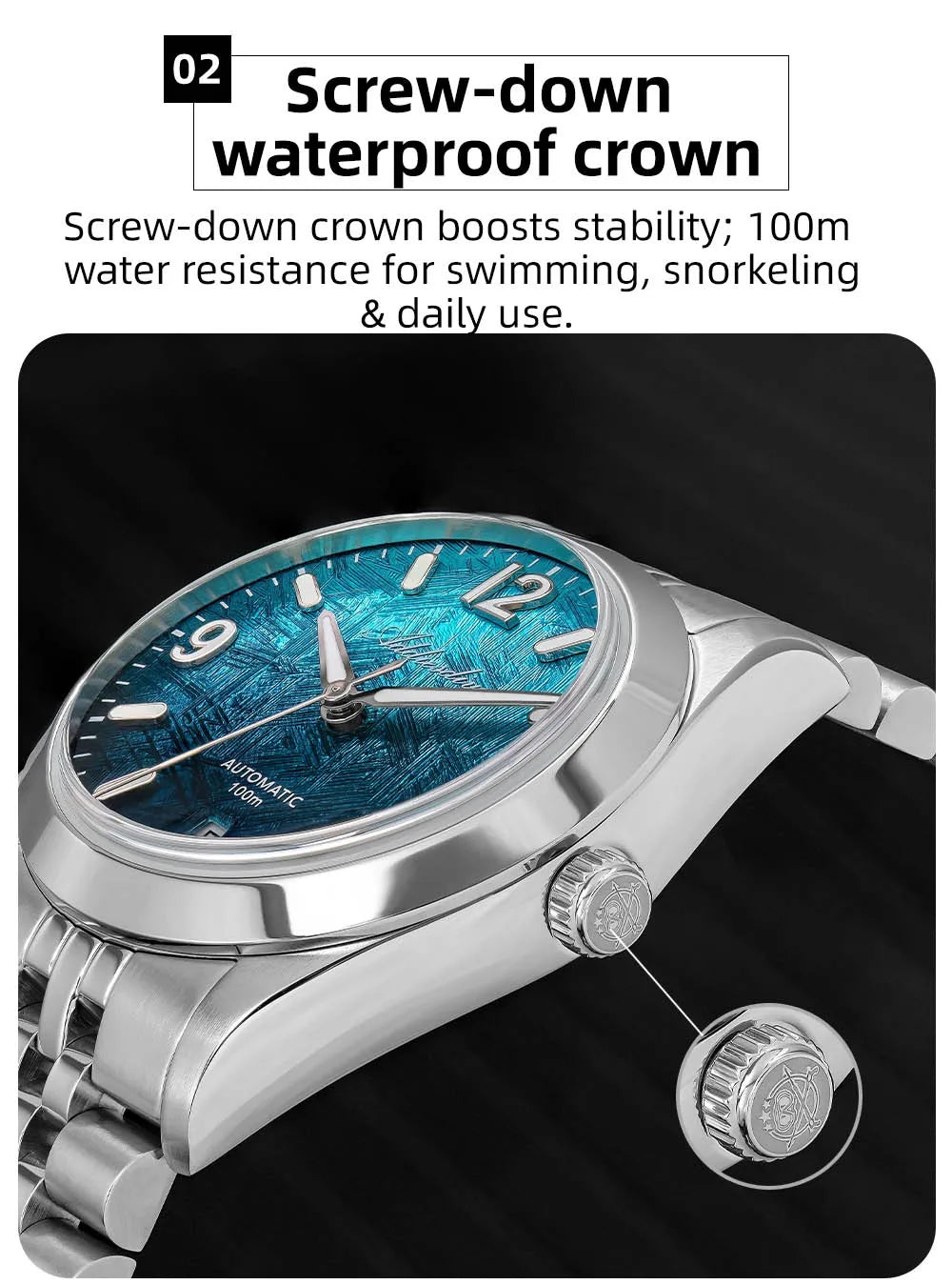ADDIESDIVE AD2547 BGW9 Super Luminous Men Watch Sapphire Glass 10Bar Waterproof  316L Stainless Steel Automatic Mechanical Watch