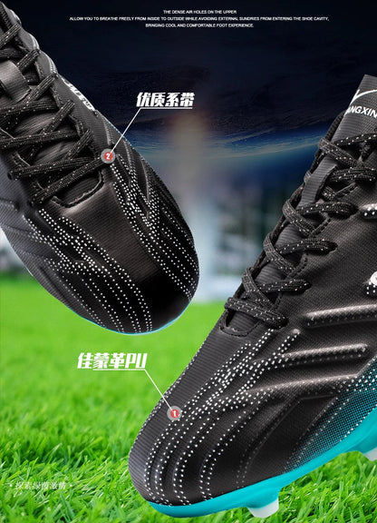 Chaussures de football Double Star Adult Youth AG : crampons antidérapants et résistants pour gazon artificiel et naturel, pour l'entraînement et les matchs, hommes et femmes