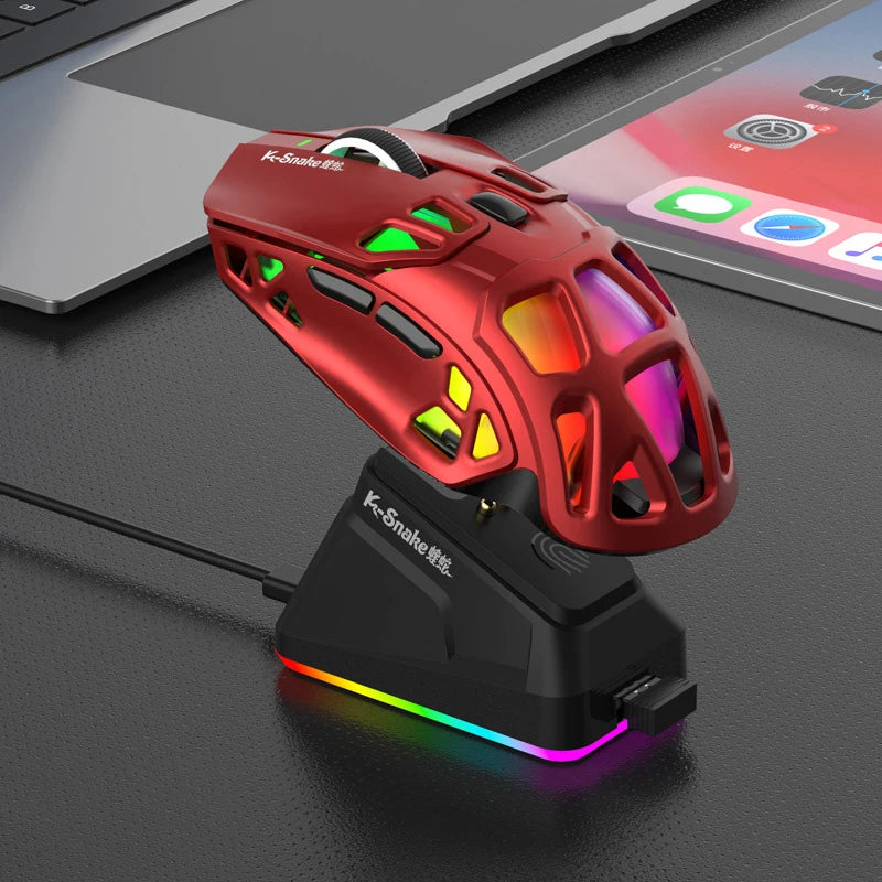 Ľahká herná myš Lenovo Tri-Mode s RGB nabíjacím dokom, 12000DPI, 2.4G/Bluetooth/káblové pripojenie, ergonomická myš pre PC a notebook