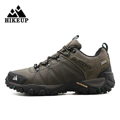 HIKEUP fire-sæsons vandresko til mænd, udendørssport, ægte læder, slidstærke klatresko, gummisål, trekking-sneaker