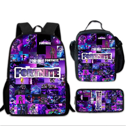 Child School Backpack with Lunch Bags, Pencil Bags, Hot Game Design-F-FortniteS School Bags for Boys Girls Best Gift