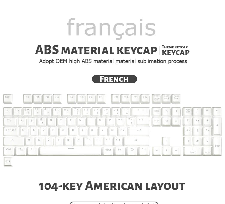 104 Keys Korean French Russian Spanish German Backlit Keycaps For Mx Switch Mechanical Keyboard OEM Profile ABS Key Caps DIY