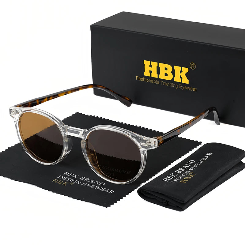 HBK Fashion polarizované sluneční brýle pro muže, kulatý rám TR90, módní sluneční brýle pro ženy, na řízení, sportovní, UV400, Lunette De Soleil Homme