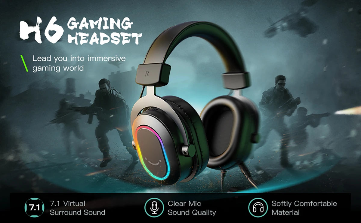 Auriculares gaming RGB FIFINE con micrófono – Auriculares USB circumaurales con cable, sonido envolvente 7.1, para PC, PS4 y PS5, con modos EQ y aislamiento de ruido