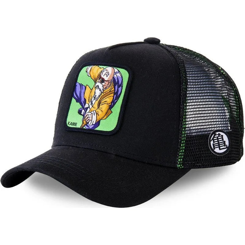 Dragon Ball Son Goku-Kappe, Sommer-Reisekappe mit Schirm, Herren-Kappe mit Stickerei, im Hip-Hop-Stil, Sonnenvisier, verstellbare Trucker-Kappe aus Netzstoff
