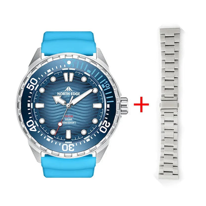 hot NORTH EDGE 2025 New TRITON Solar Powered Dive Watch Men Luxury Quartz Watches For Men 316L Stainless Steel Case Waterproof 3