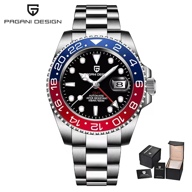 GMT Wristwatch PAGANI DESIGN Automatic Watch 40mm Mens Watch Top Brand Mechanical Watch 100M Waterproof Luminous Watches PD-1662