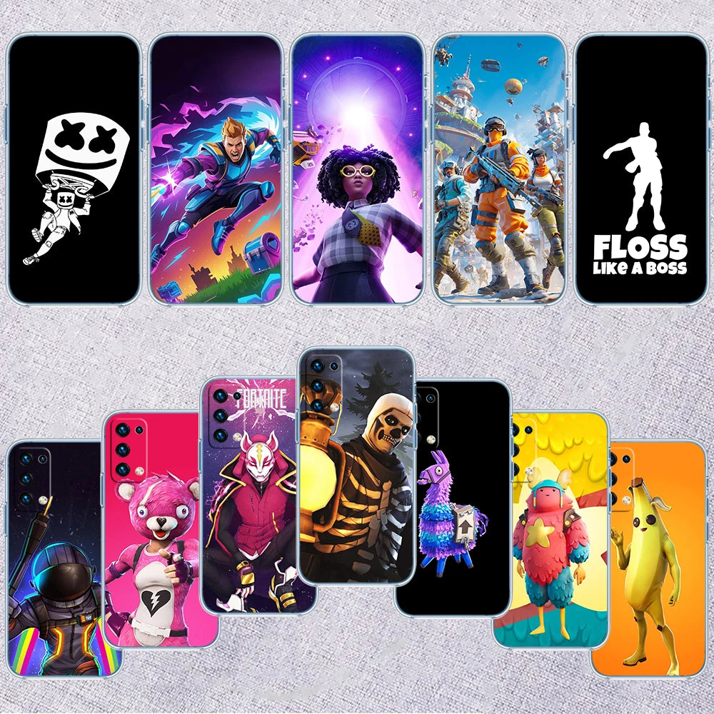 Capa Transparente para Telemóvel F-Fortnites-Poster para Samsung Galaxy A04 A04S A14 A23 A34 A54 M23 M33 M52 M53